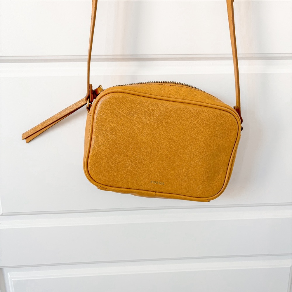 NEW Fossil Brennon Camera Bag Jacquard Leather Crossbody - Picture 8 of 10